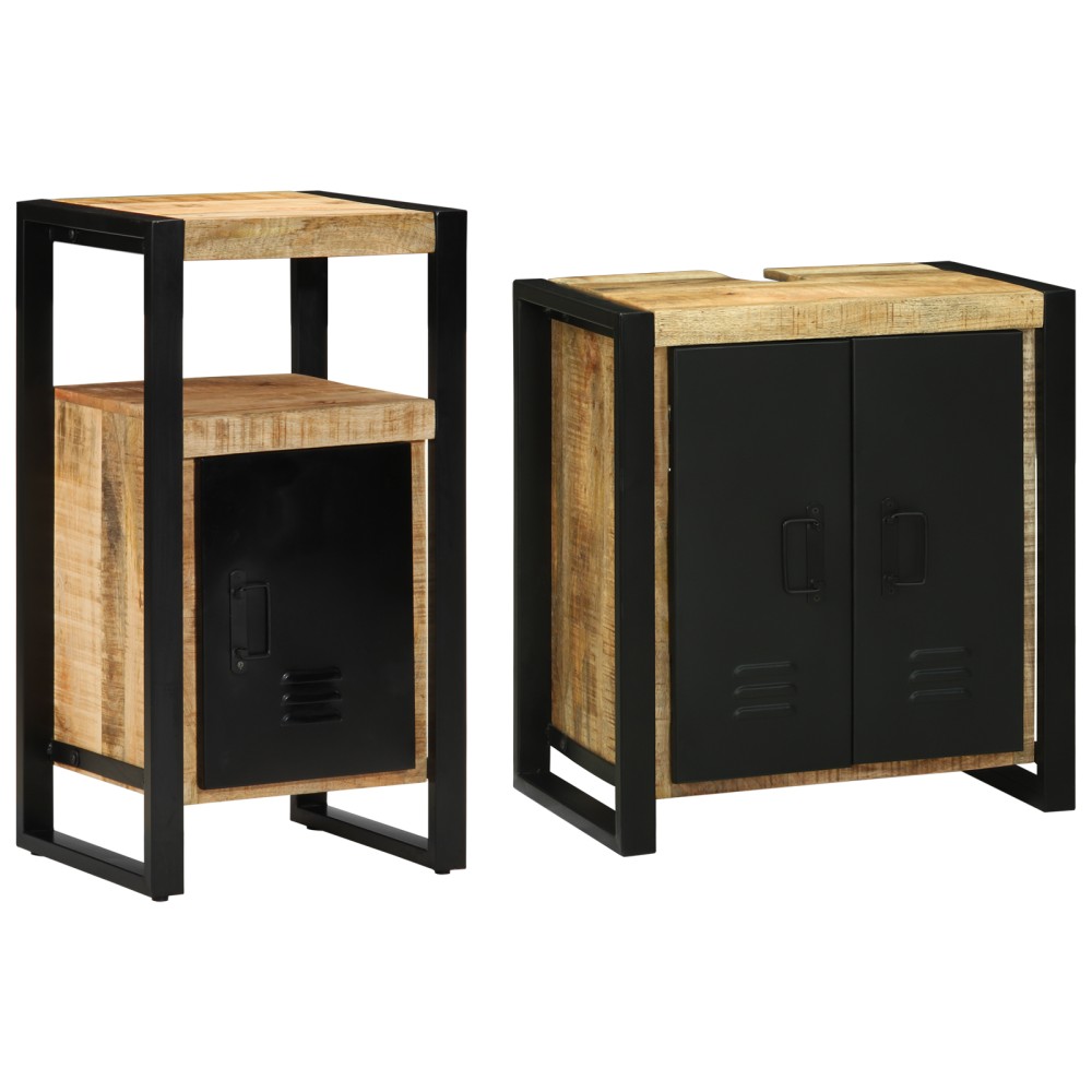 vidaXL Set de mobilier pentru baie 2 pcs Maro Lemn de mango brut