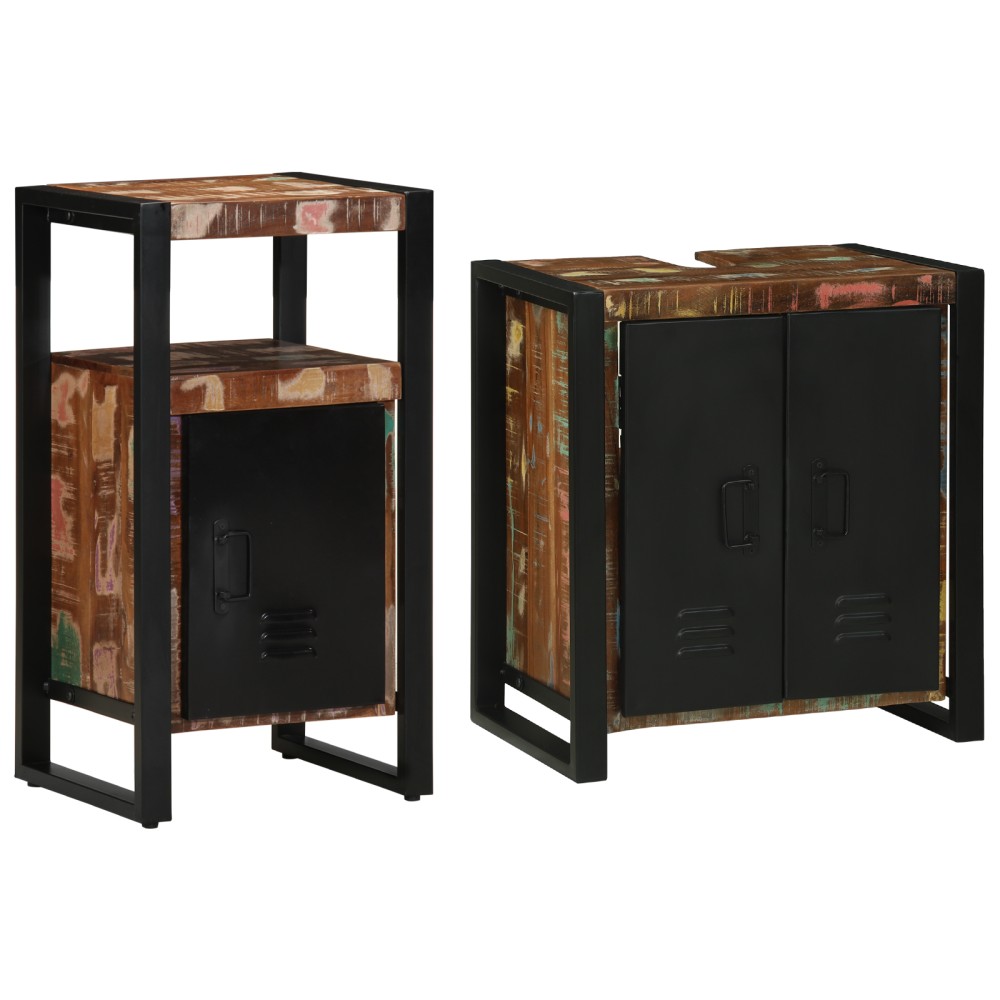 vidaXL Set de mobilier pentru baie 2 pcs Maro Lemn masiv reciclat