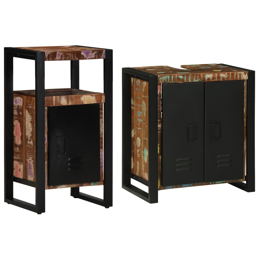 vidaXL Set de mobilier pentru baie 2 pcs Maro Lemn masiv reciclat