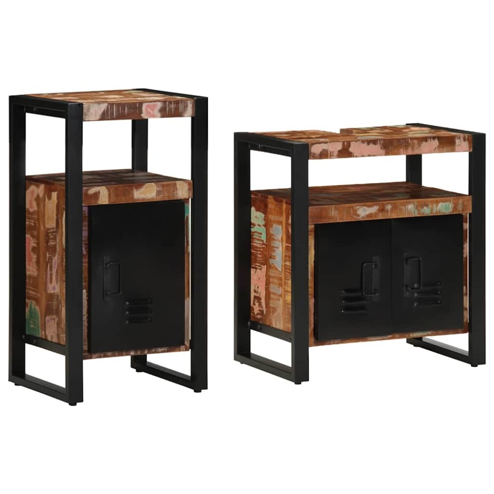 vidaXL Set de mobilier pentru baie 2 pcs Maro Lemn masiv reciclat