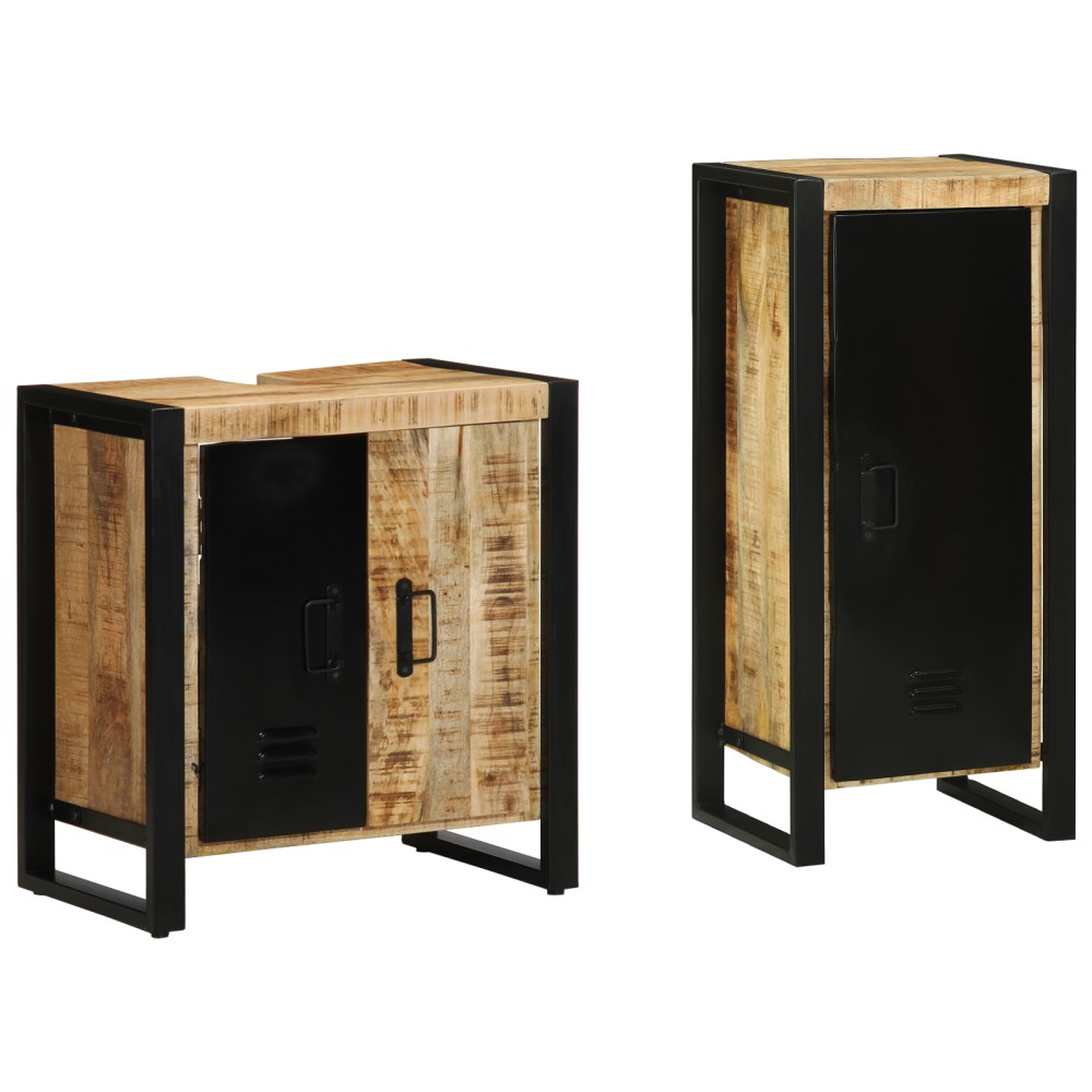 vidaXL Set de mobilier pentru baie 2 pcs Maro Lemn de mango solid