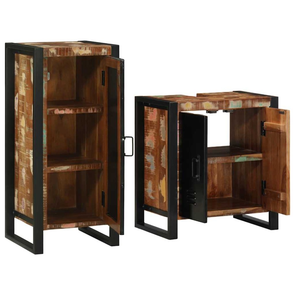 vidaXL Set de mobilier pentru baie cu raft 2 pcs Lemn masiv reciclat