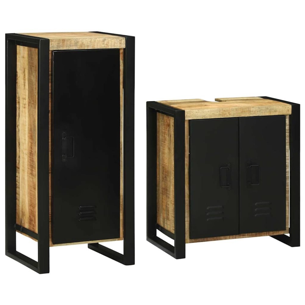 vidaXL Set de mobilier pentru baie 2 pcs Maro Lemn de mango solid