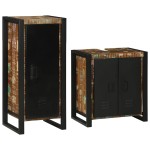 vidaXL Set de mobilier pentru baie cu ușă 2 pcs Lemn recuperat solid