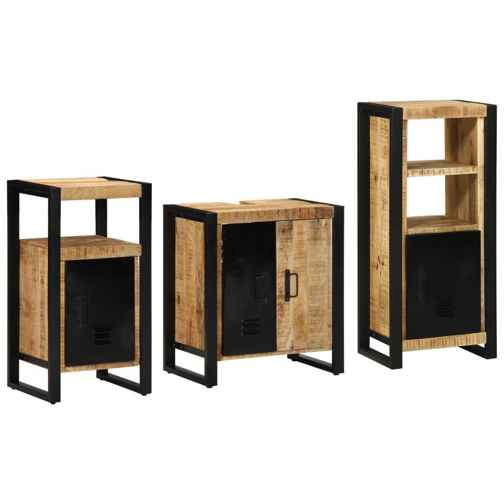 vidaXL Set de mobilier pentru baie 3 pcs Maro Lemn de mango solid