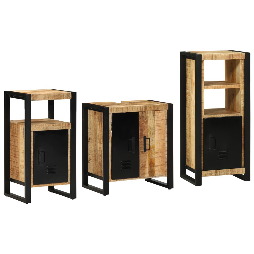 vidaXL Set de mobilier pentru baie 3 pcs Maro Lemn de mango solid