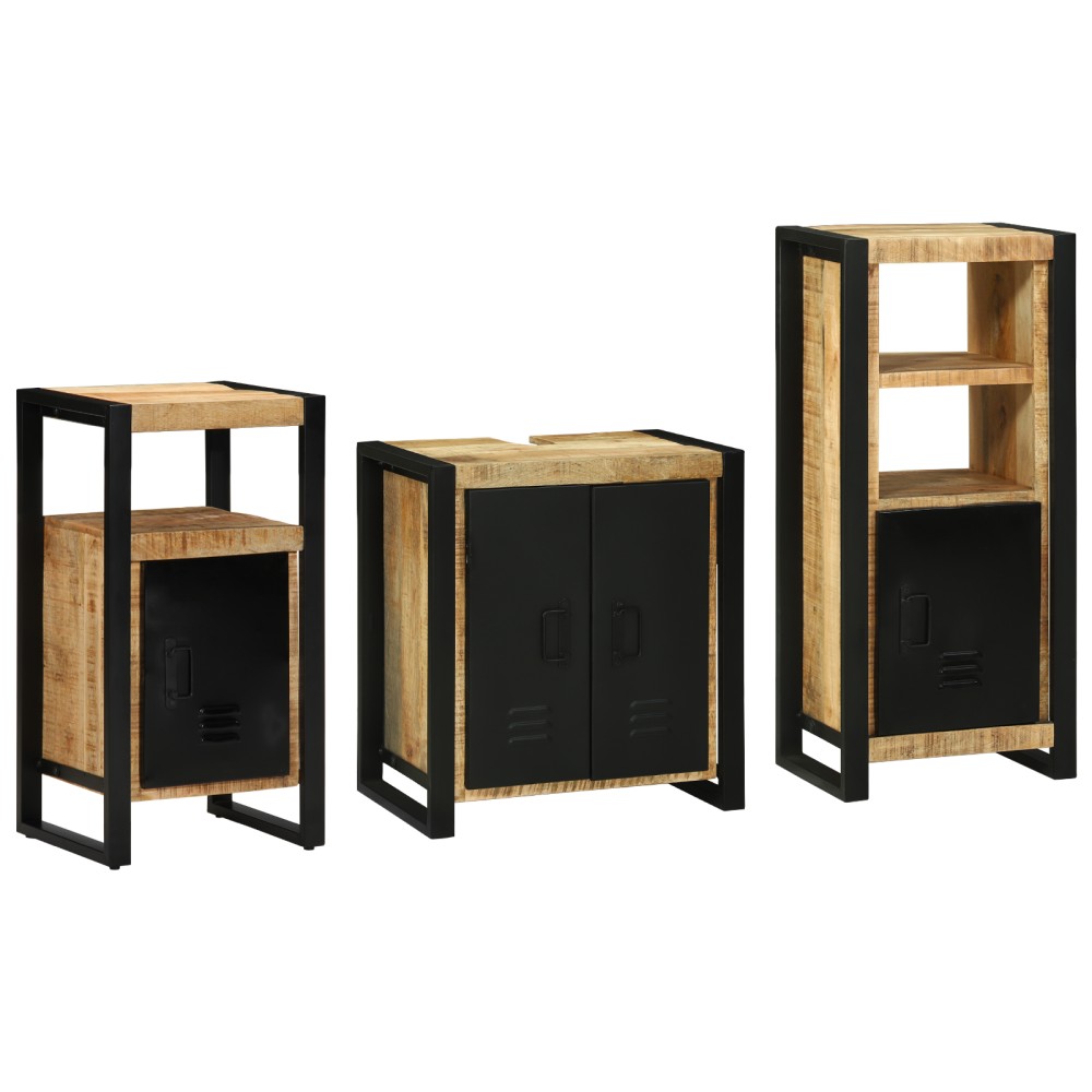 vidaXL Set de mobilier pentru baie 3 pcs Maro Lemn de mango solid
