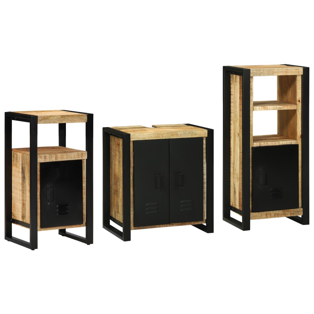 vidaXL Set de mobilier pentru baie 3 pcs Maro Lemn de mango solid