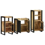 vidaXL Set de mobilier pentru baie 3 pcs Maro Lemn de mango solid vidaXL Set de mobilier pentru baie 3 pcs Maro Lemn de mango solid