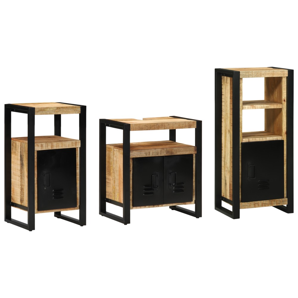 vidaXL Set de mobilier pentru baie 3 pcs Maro Lemn de mango solid