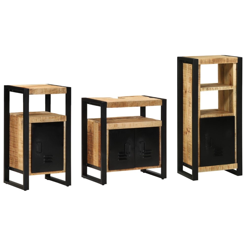 vidaXL Set de mobilier pentru baie 3 pcs Maro Lemn de mango solid