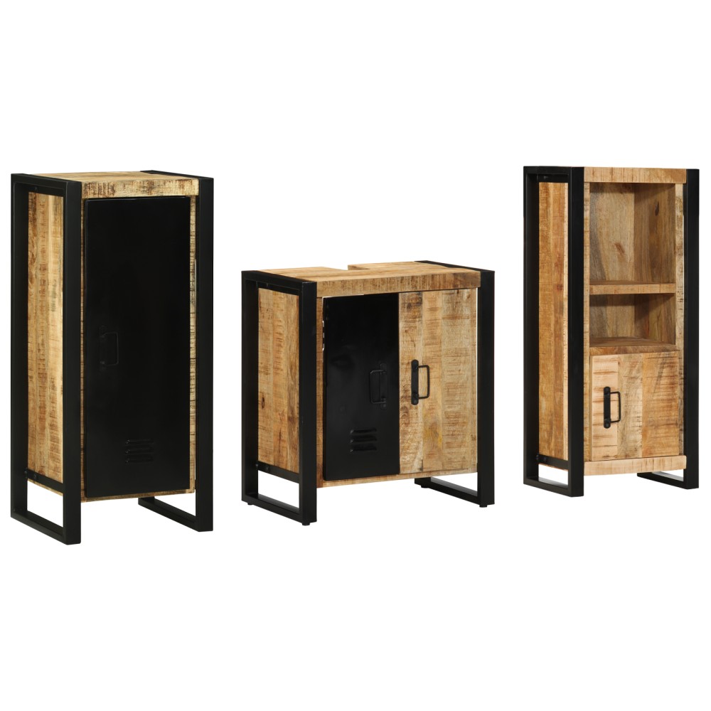 vidaXL Set de mobilier pentru baie 3 pcs Maro Lemn de mango solid