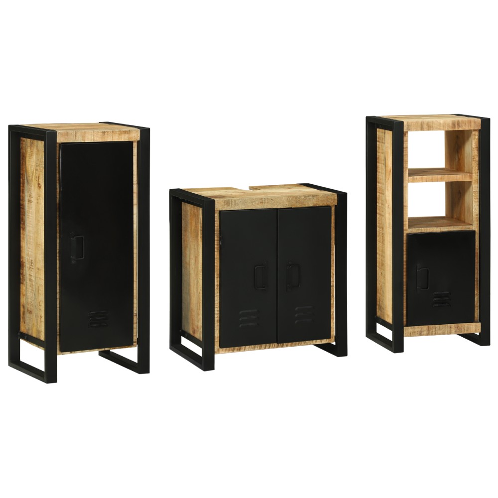 vidaXL Set de mobilier pentru baie 3 pcs Maro Lemn de mango solid