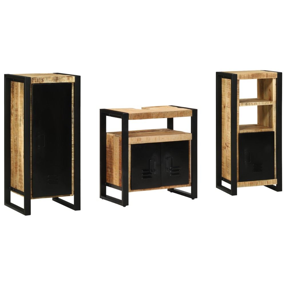vidaXL Set de mobilier pentru baie 3 pcs Maro Lemn de mango solid