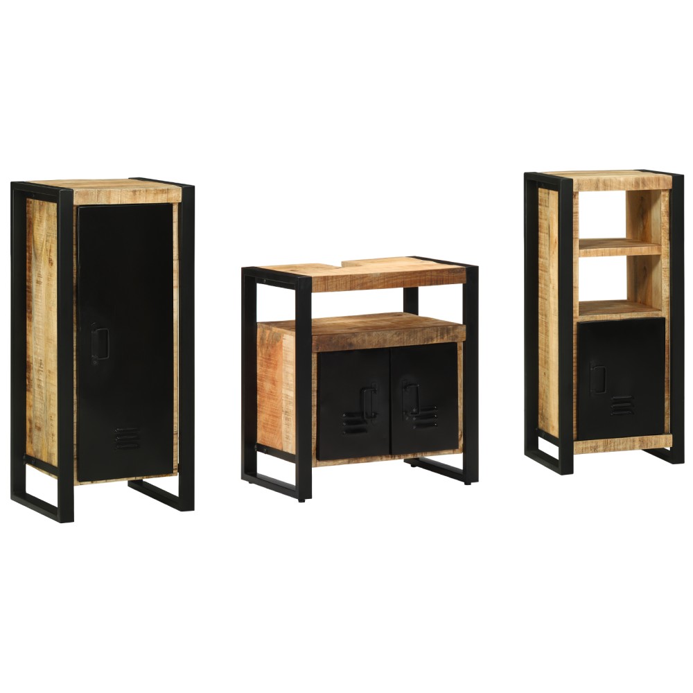 vidaXL Set de mobilier pentru baie 3 pcs Maro Lemn de mango solid