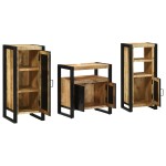 vidaXL Set de mobilier pentru baie 3 pcs Maro Lemn de mango solid vidaXL Set de mobilier pentru baie 3 pcs Maro Lemn de mango solid