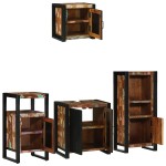 vidaXL Set de mobilier pentru baie cu raft 4 pcs Lemn recuperat solid vidaXL Set de mobilier pentru baie cu raft 4 pcs Lemn recuperat solid