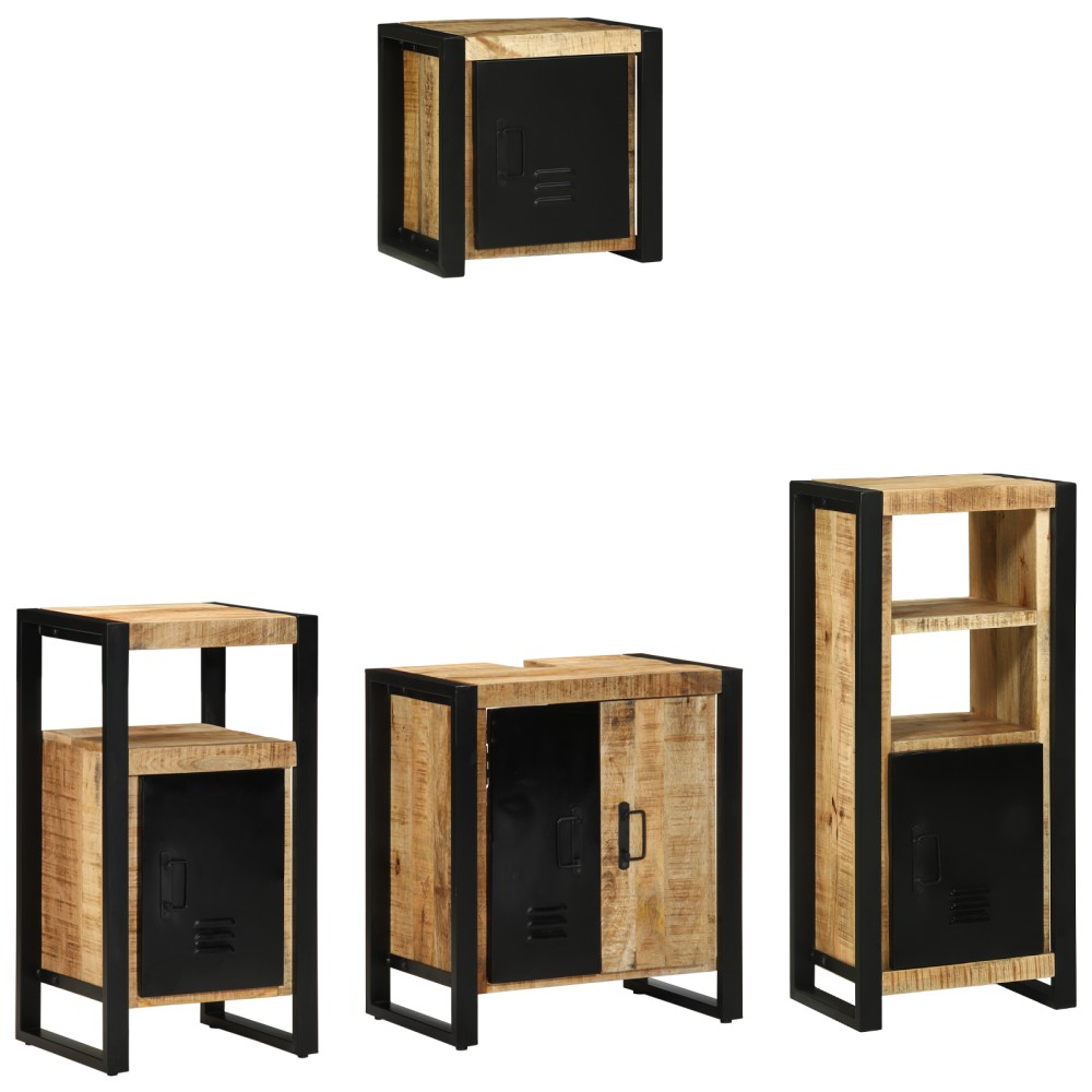 vidaXL Set de mobilier pentru baie 4 pcs Maro Lemn de mango solid