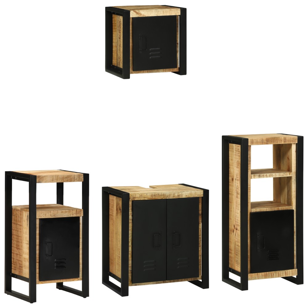 vidaXL Set de mobilier pentru baie 4 pcs Maro Lemn de mango solid