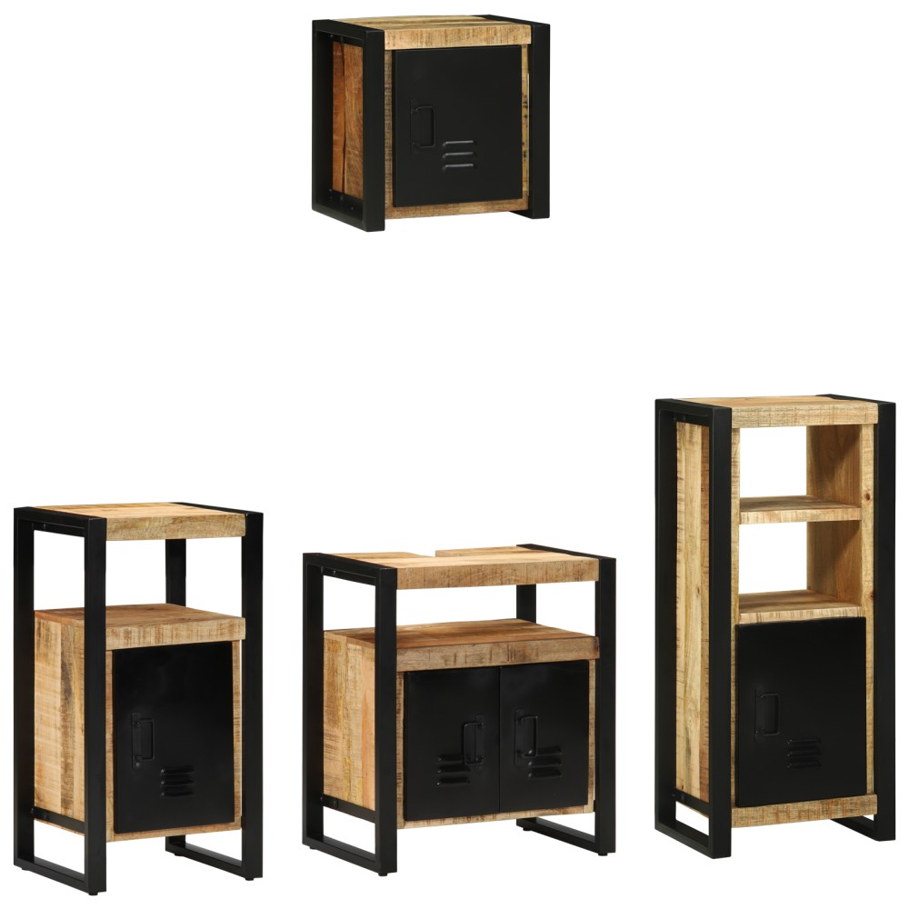 vidaXL Set de mobilier pentru baie 4 pcs Maro Lemn de mango solid