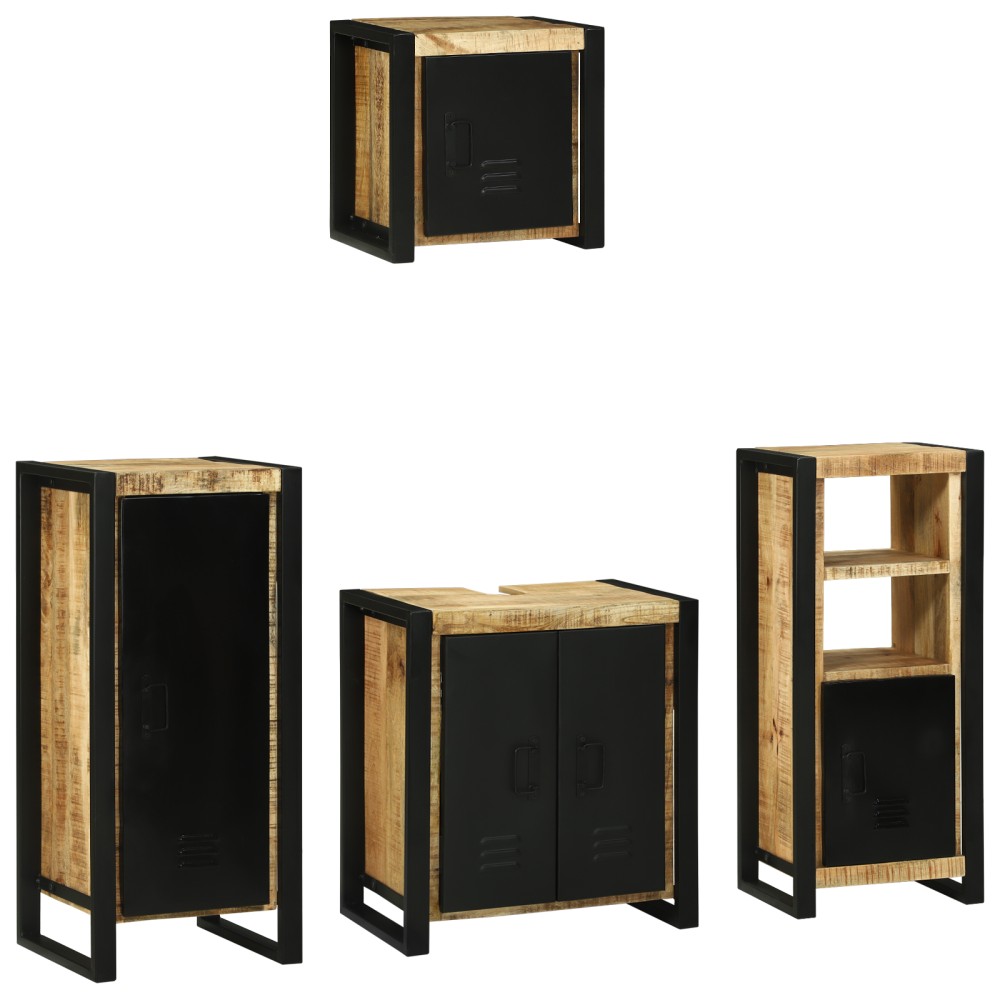 vidaXL Set de mobilier pentru baie 4 pcs Maro Lemn de mango solid