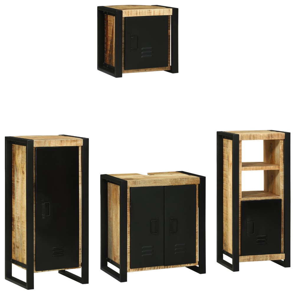vidaXL Set de mobilier pentru baie 4 pcs Maro Lemn de mango solid