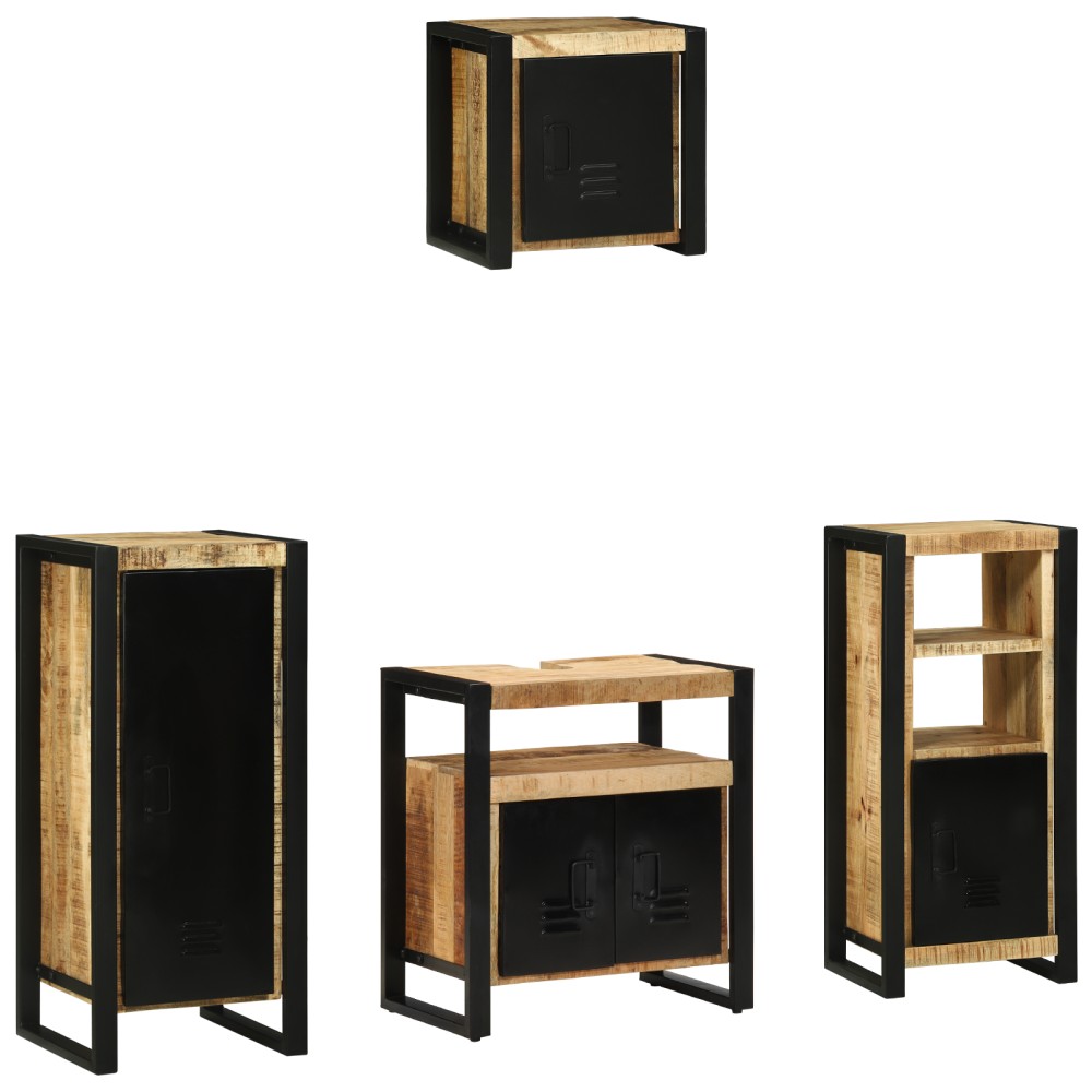 vidaXL Set de mobilier pentru baie 4 pcs Maro Lemn de mango solid