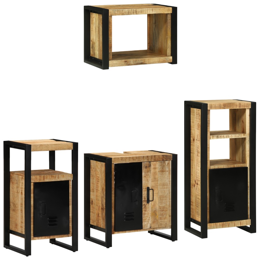 vidaXL Set de mobilier pentru baie 4 pcs Maro Lemn de mango solid