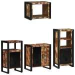 vidaXL Set de mobilier pentru baie cu raft 4 pcs Lemn recuperat masiv