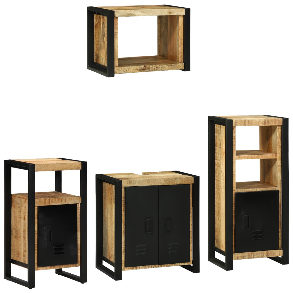 vidaXL Set de mobilier pentru baie 4 pcs Maro Lemn de mango solid