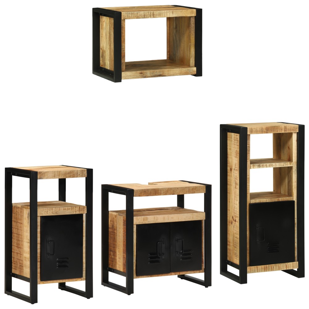 vidaXL Set de mobilier pentru baie 4 pcs Maro Lemn de mango solid