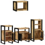 vidaXL Set de mobilier pentru baie 4 pcs Maro Lemn de mango solid vidaXL Set de mobilier pentru baie 4 pcs Maro Lemn de mango solid