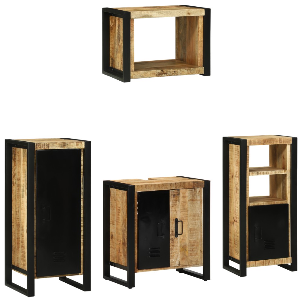 vidaXL Set de mobilier pentru baie 4 pcs Maro Lemn de mango solid