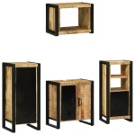 vidaXL Set de mobilier pentru baie 4 pcs Maro Lemn de mango solid vidaXL Set de mobilier pentru baie 4 pcs Maro Lemn de mango solid