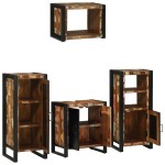 vidaXL Set de mobilier pentru baie cu raft 4 pcs Lemn recuperat masiv