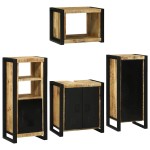vidaXL Set de mobilier pentru baie 4 pcs Maro Lemn de mango solid