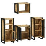 vidaXL Set de mobilier pentru baie 4 pcs Maro Lemn de mango solid