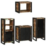 vidaXL Set de mobilier pentru baie cu ușă 4 pcs Lemn recuperat solid