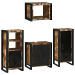 vidaXL Set de mobilier pentru baie cu ușă 4 pcs Lemn recuperat solid