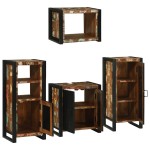 vidaXL Set de mobilier pentru baie cu ușă 4 pcs Lemn recuperat solid