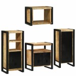 vidaXL Set de mobilier pentru baie 4 pcs Maro Lemn de mango solid