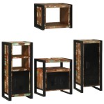 vidaXL Set de mobilier pentru baie cu ușă 4 pcs Lemn recuperat solid