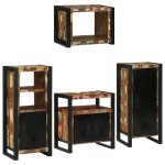 vidaXL Set de mobilier pentru baie cu ușă 4 pcs Lemn recuperat solid