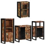 vidaXL Set de mobilier pentru baie cu ușă 4 pcs Lemn recuperat solid