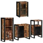 vidaXL Set de mobilier pentru baie cu ușă 4 pcs Lemn recuperat solid