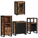 vidaXL Set de mobilier pentru baie cu ușă 4 pcs Lemn recuperat solid