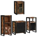 vidaXL Set de mobilier pentru baie cu ușă 4 pcs Lemn recuperat solid