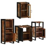 vidaXL Set de mobilier pentru baie cu ușă 4 pcs Lemn recuperat solid
