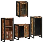 vidaXL Set de mobilier pentru baie cu ușă 4 pcs Lemn recuperat solid