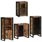vidaXL Set de mobilier pentru baie cu ușă 4 pcs Lemn recuperat solid
